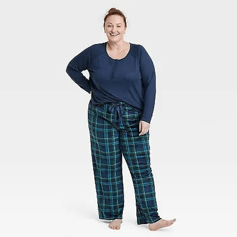 Women's Size Small Henley Gift Pajama Set - Stars Above Navy 