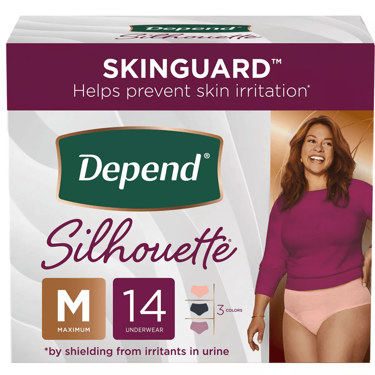 Depend Silhouette Incontinence & Postpartum Underwear for Women Size Medium - Maximum Absorbency (some box damage)