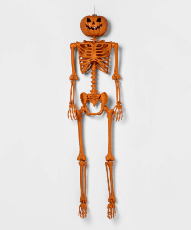 Hyde 60” Posable Pumpkin Skeleton Halloween Decorative Mannequin