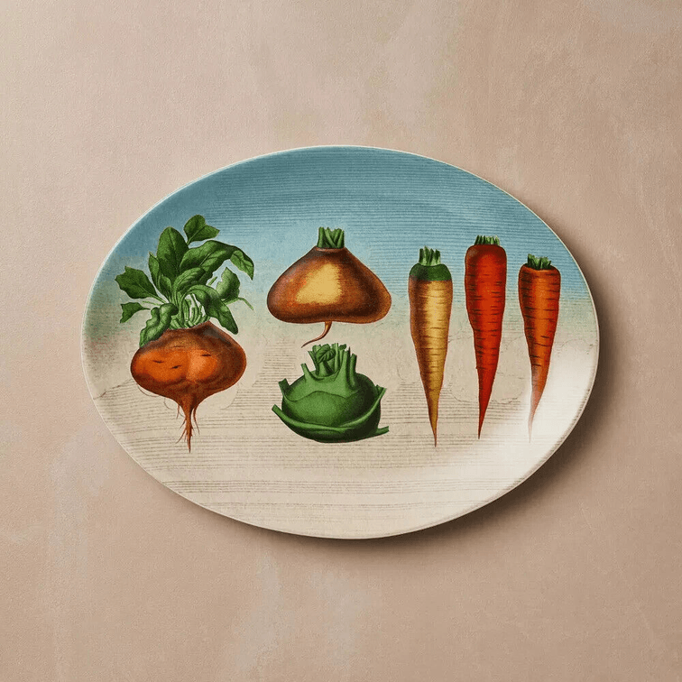 John Derian for Target 9”x12” Oval Stoneware Platter Fall Root Vegetables