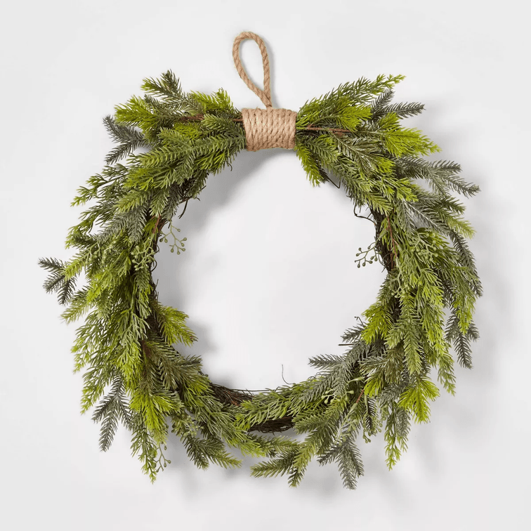 20" Mixed Greenery Christmas Artificial Wreath - Wondershop