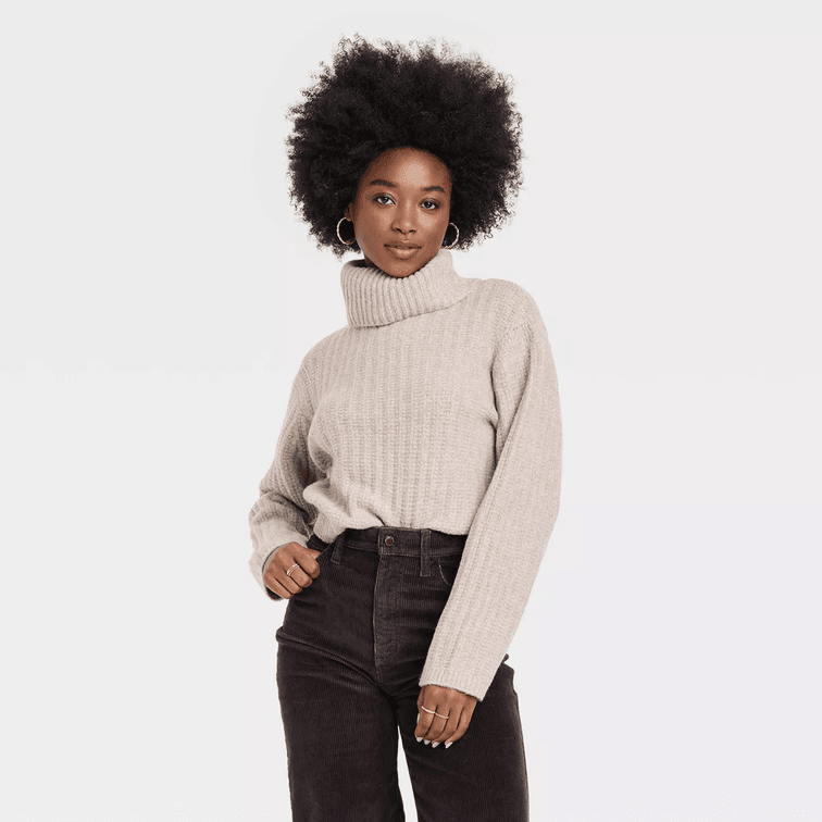 Women's Size Large  Mock Turtleneck Cashmere-Like Pullover Sweater - Universal Thread™