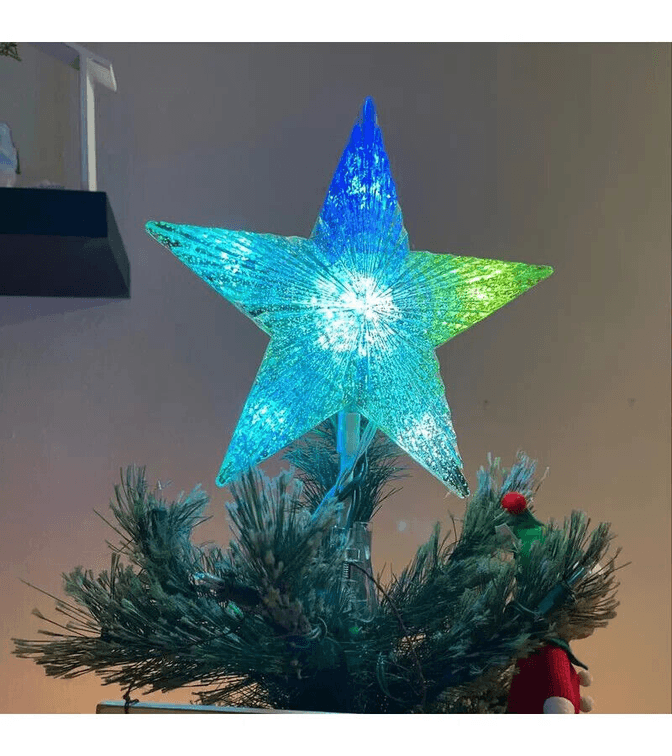 Christmas Tree Topper 11.25" Pre-lit LED Plastic Gold Star Color-Changing