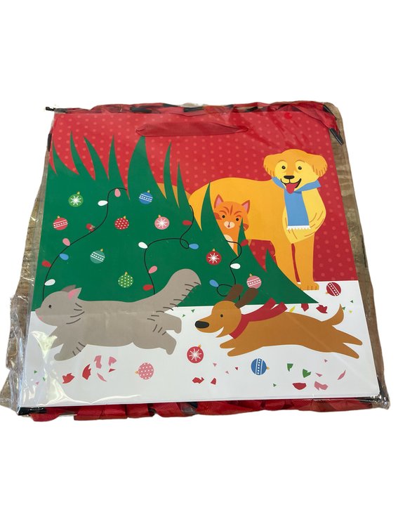 Set of 12 10x10" Dog and Cat Holiday Gift Bags