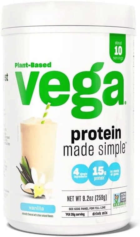 Set of 2 Vega Protein Made Simple Protein Powder, Vanilla - Stevia Free, Vegan, Plant Based, Healthy, Gluten Free, Pea Protein for Women and Men, 9.2 oz