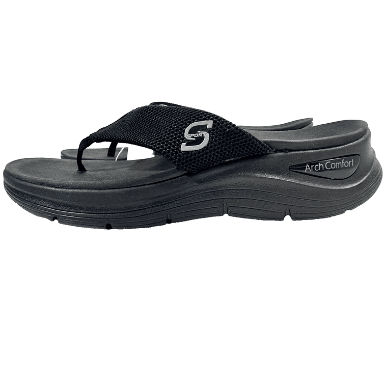 Sketchers Sz 11 Men Flip Flop Black Slone Arch Comfort Sports Sandals