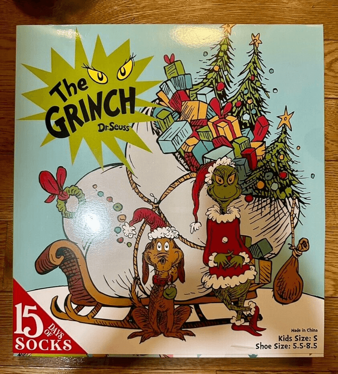 Dr. Seuss The Grinch Who Stole Christmas 15 pairs of Kids Socks Med Shoe 9-2.5