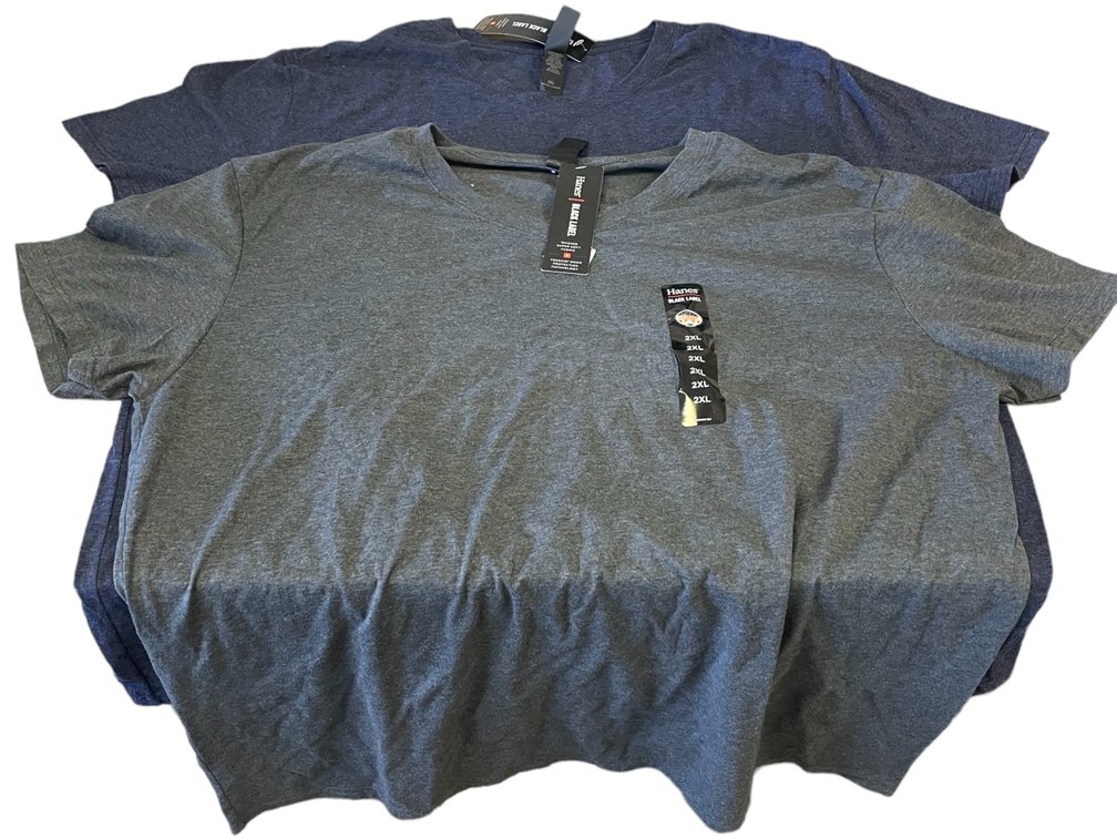 Set of 2 Men's Size XXL Hanes Black Label V Neck T Shirts