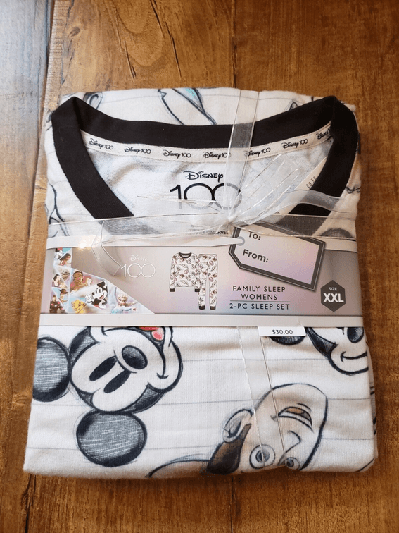 Disney 100 Character Mash Up Women XXL White 2pc Family Sleep Set