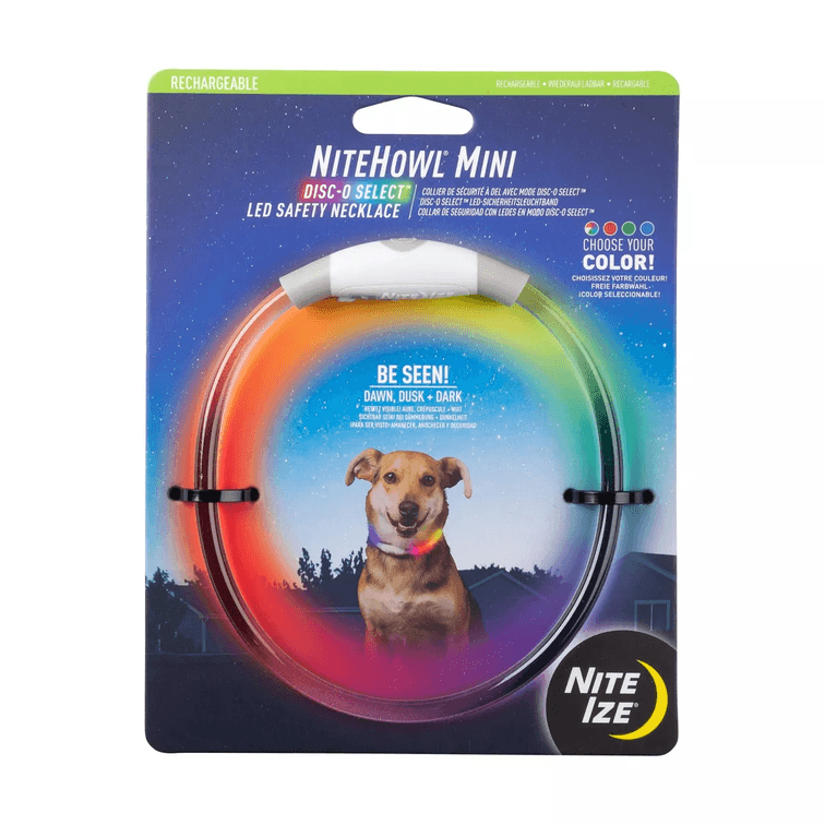 SET OF 2 Nite Ize Mini Rechargeable LED Safety Necklace Disc-O Adjustable Dog Collar