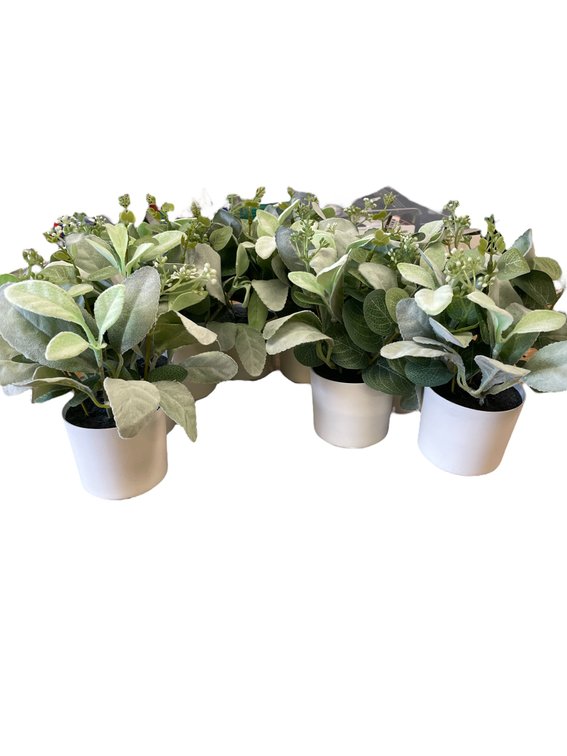 Set of 8 Small Faux Plants in Pots