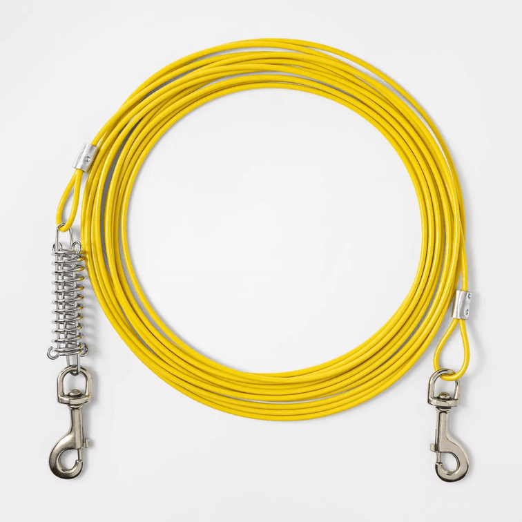 Set of 2 - Heavy Tie-Out Cable 30 ft - Boots & Barkley™ - yellow