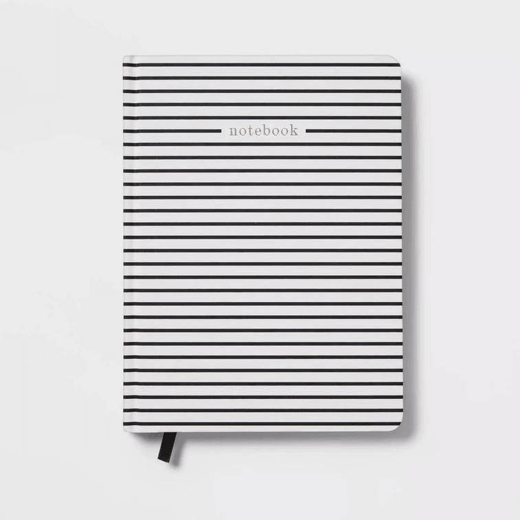 Pack of 3 - 240 Sheet College Ruled Journal 7.75"x5.5" Black White Strip - Threshold™