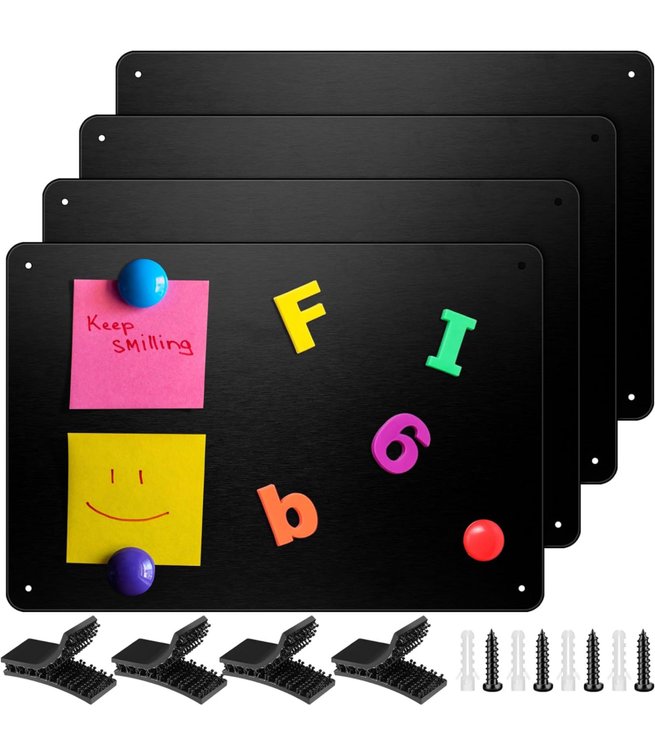 4 Pcs Stainless Steel Magnet Board 16"x11.5" for Wall Cabinet Refrigerator Iron