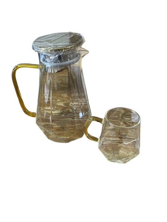 Glass Pitcher with 4 Glass Cups 