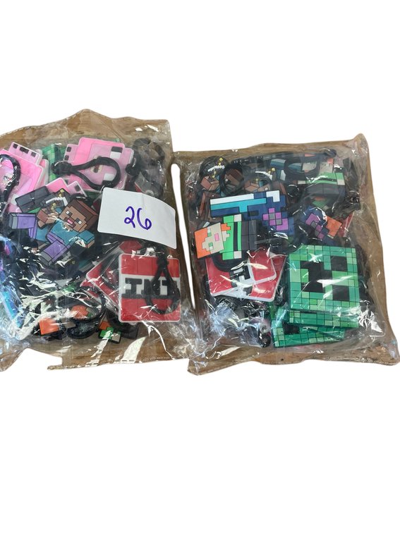 2 Packs of Minecraft Keychains with Cards 
