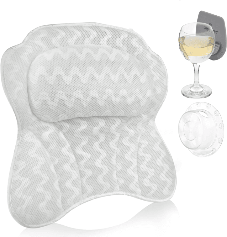 Bath Set - Bath Pillow, Glass Holder and Drain Cover
