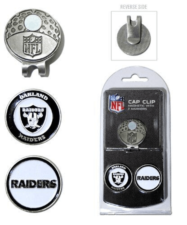 NFL Oakland Raiders Golf Hat Clip with 2 double-sided ball markers