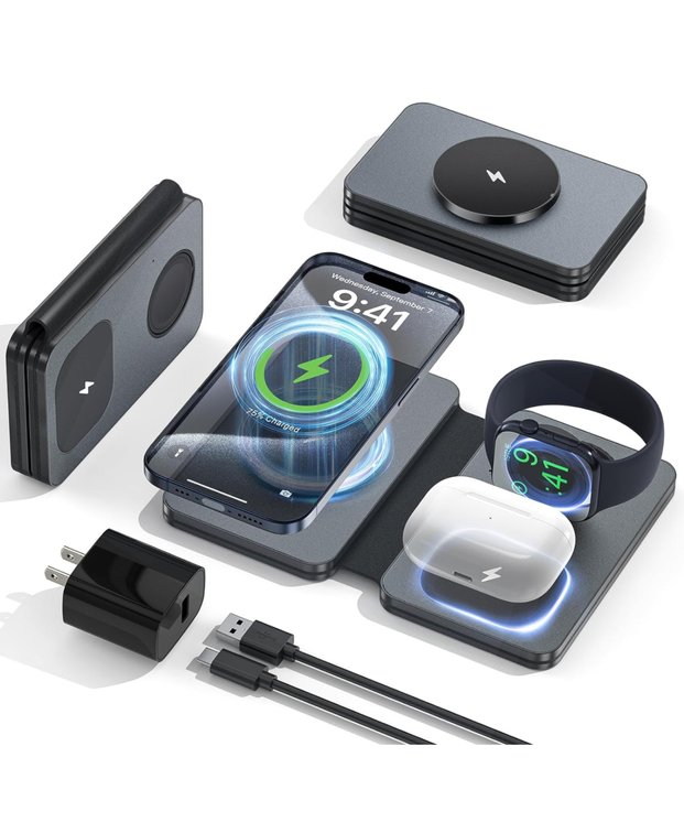 Set of 2 - 3 in 1 Foldable Magnetic Wireless Charger