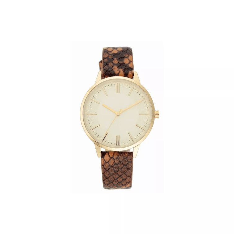 Women's Snakeskin Band Watch - A New Day™ Espresso