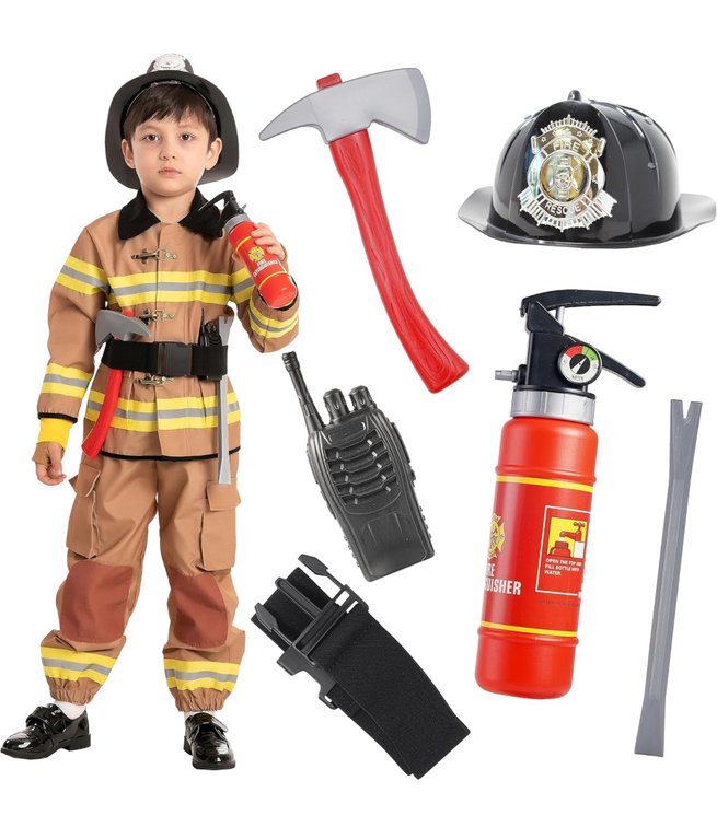 Kids Size Medium Fireman Costume and Accessories 
