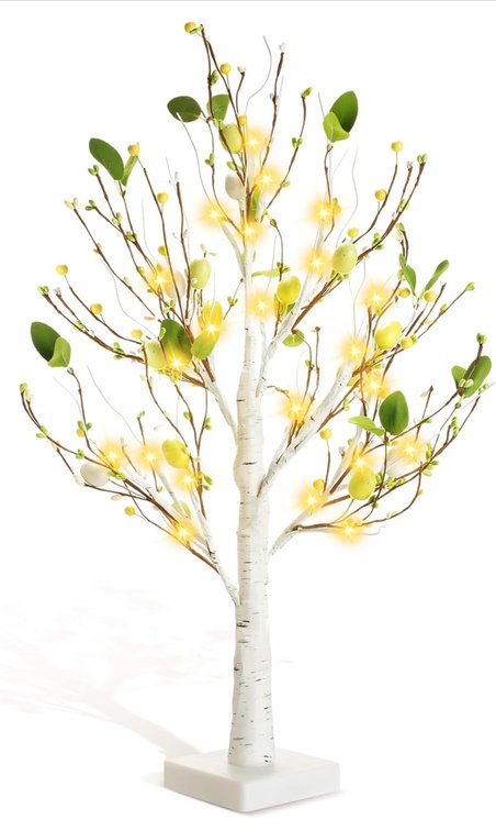 Set of 2- 18" green yellow white Light up Trees 