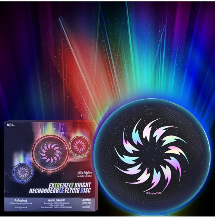 Set of 2 Extremely Bright Rechargeable Flying Discs 