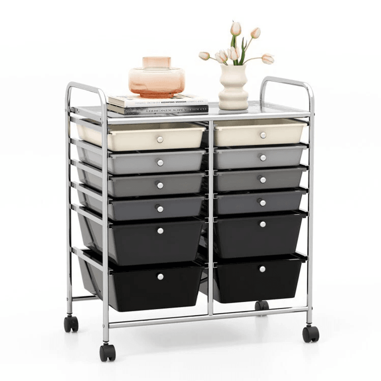 12 Drawer Rolling Storage Organizer Cart Mobile Utility Cart w/Removable Drawers