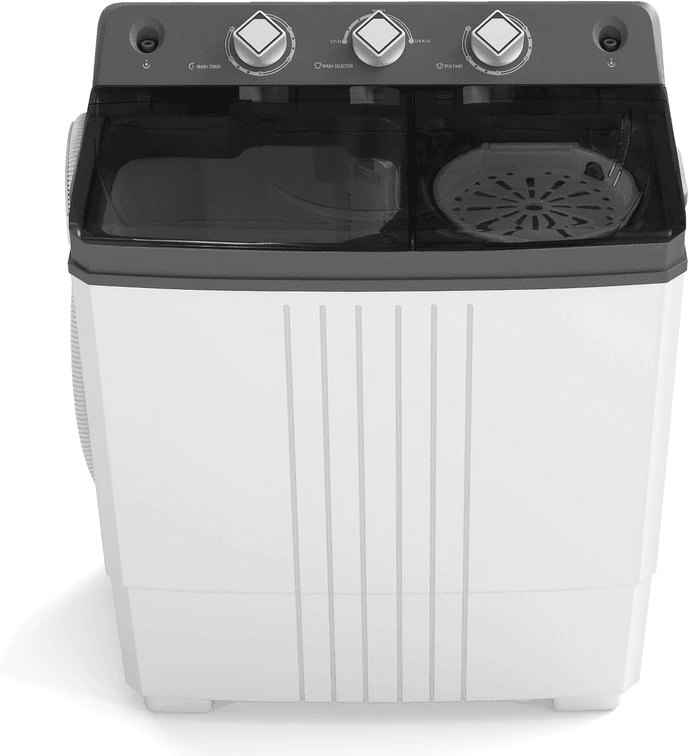 USED - COSTWAY Portable Washing Machine, Twin Tub 20 Lbs Capacity with Drain Pump, Laundry Washer 12 Lbs and Spinner 8 Lbs with Timer Control, Perfect for Apartment Dorm RV, Grey+White