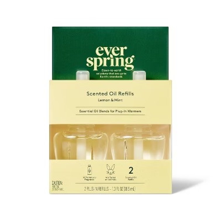 set of 2 Scented Oil Refill Air Freshener - Lemon & Mint - 1.3 fl oz/2pk - Everspring