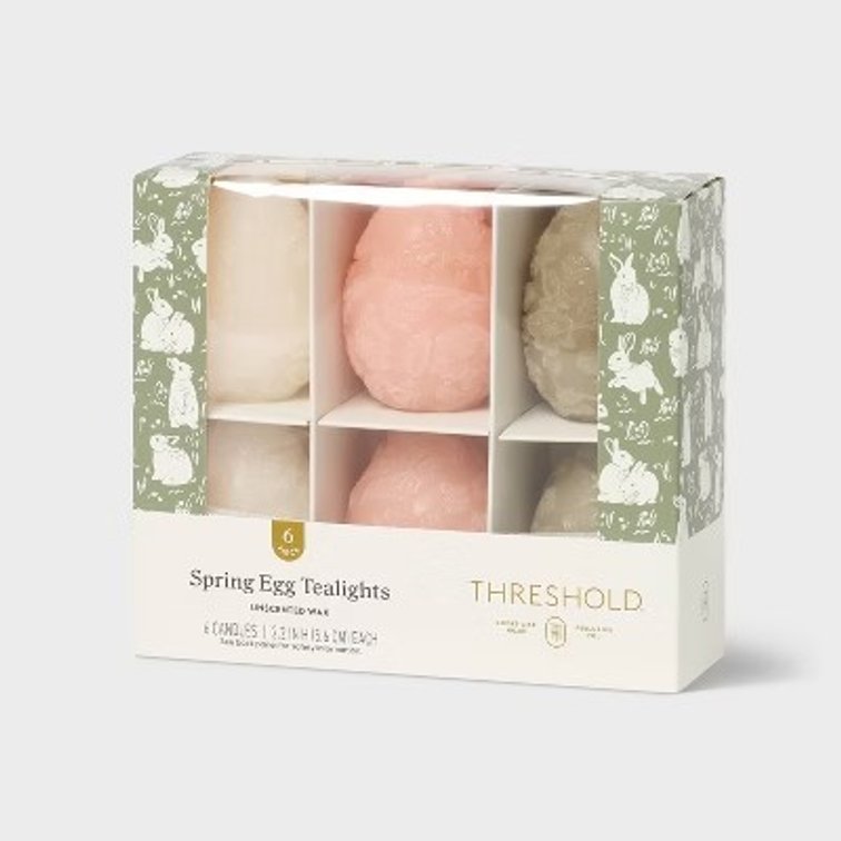 Threshold Spring Egg Tealight Candle Set 6 Pastel Spring Decor White Pink Green