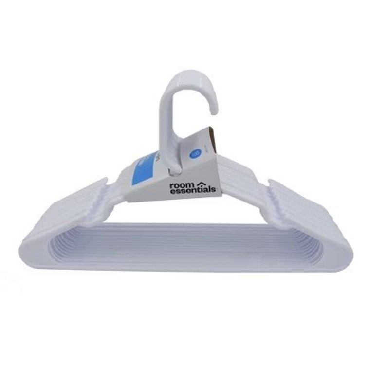18pk Plastic Hangers White - Room Essentials : Storage for Dresses, Skirts, Sweaters, Pants, Shirts