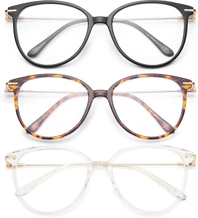 Gaoye Blue Light Blocking Glasses - Trending Round TR90 Frames, Metal Arms, UV400 Protection - Matching Soft Case
