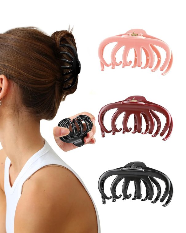 3Pcs Silicone Hair Clips Flexible Claw Clips for Women Cloud Clip Bendable Large Hair Claw Clip