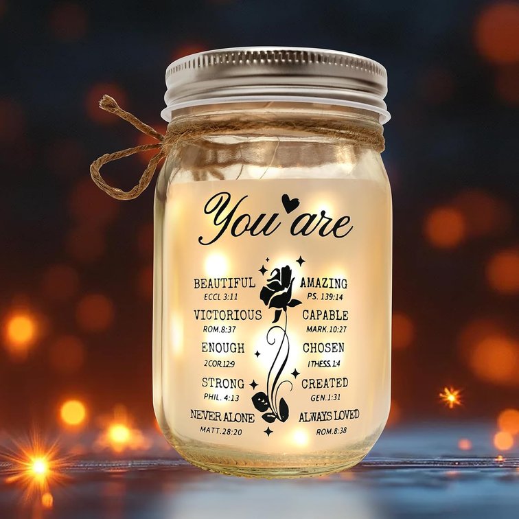 Mason Jars You are,Christian Inspiration Religious Gifts for Women Man,Birthday Gifts for Sister,Birthday Gifts for Mom,Daughter,Sister, Friend, Anyone You Love,Christian Gifts