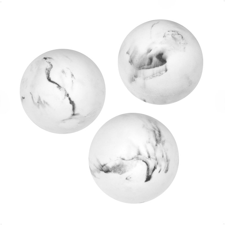 Creative Scents White Marble Look SMALL 2.75" Decorative Balls for Bowls   Set of 3 Decorative Orbs Spheres for Coffee Table Centerpiece, Dining Table, Living Room - Modern Bowl Fillers for Home D cor