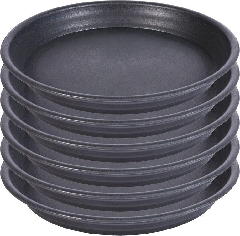 6 Pack Plant Saucer Drip Tray 9 10 inch, Plant Dishes Saucer Plastic Flower Planter Saucers and Drip Trays for Indoors Outdoors, Heavy Durable Plant Plate Water Catcher (10", Dark Gray)