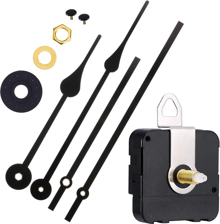 Hicarer Clock Movement Mechanism High Torque Long Shaft Clock Replacement Wall Mechanism Hands Quartzs DIY Repair Parts Motor Replacement with 2 Pairs of Hands