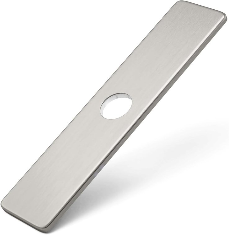 Brushed Nickel Faucet Plate, Sink Hole Cover, Faucet Deck Plate 10 Inch 1 or 3 Hole Long Rectangle Cover Deck Plate Faucet Escutcheon for Bathroom Vanity Sink Faucet Stainless Steel