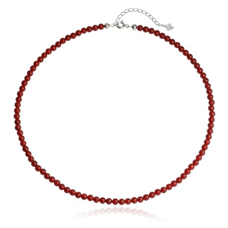 Kakikaki Beaded Natural Colorful Agate Round Bead Choker Necklace for Women