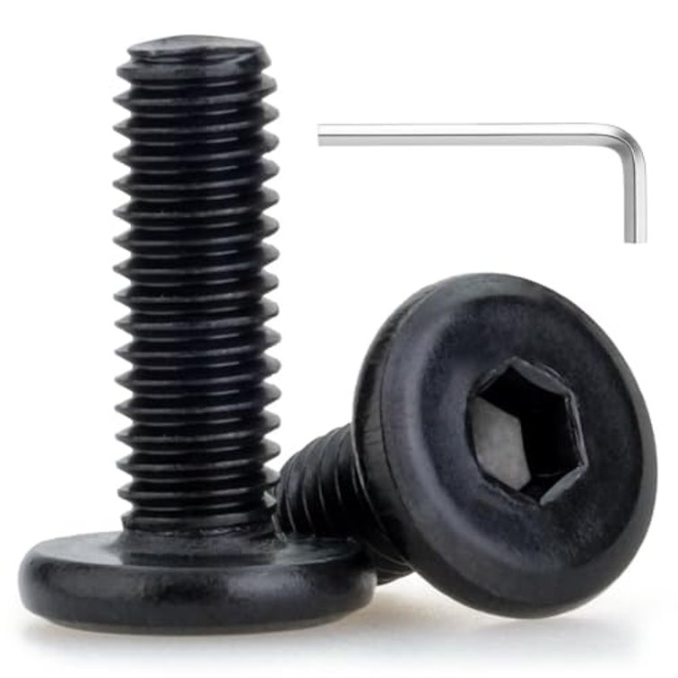 M5 x 15mm 20 Pcs Flat Round Head Hex Socket Cap Screws, 304 Stainless Steel Bolts, Fully Threaded, Black Oxide Finish with hex Wrench, Furniture, DIY, 3D Printing