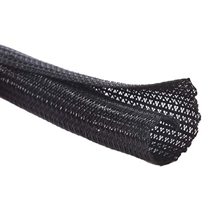 Alex Tech 10ft - 1/4 inch Cord Protector Wire Loom Tubing Cable Sleeve Split Sleeving For USB Cable Power Cord Audio Video Cable   Protect Cat From Chewing Cords - Black