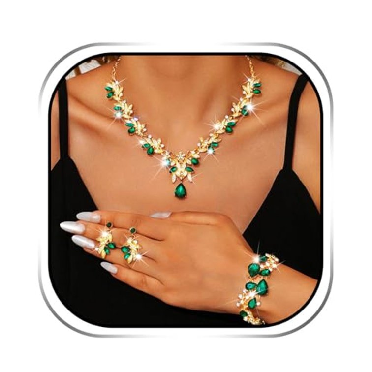 Sixexey Bridal Wedding Jewelry Set Crystal Neck Jewelry Rhinestone Wedding Prom Jewelry Accessories for Women