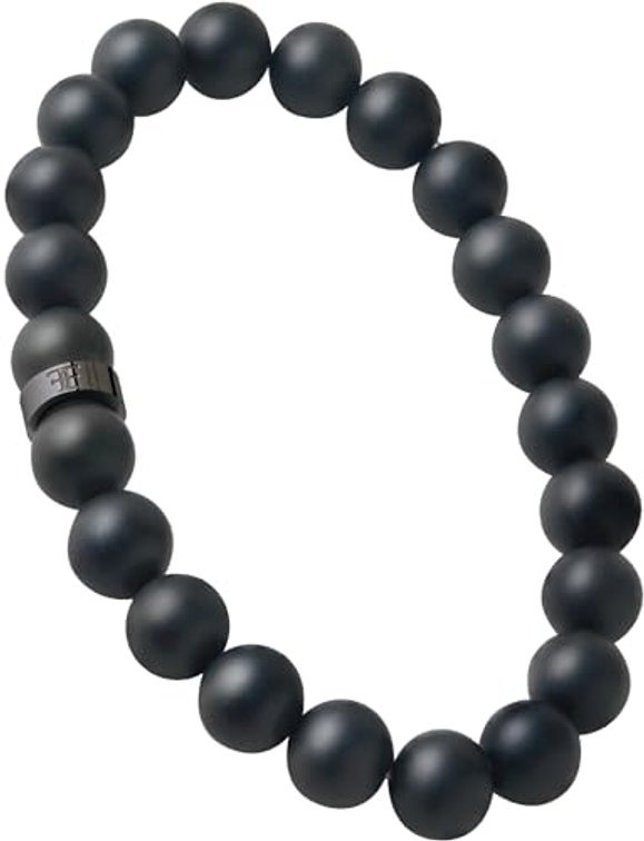 Forge & Foundry Andalus Men's Matte Black Solid Onyx Beaded Bracelet