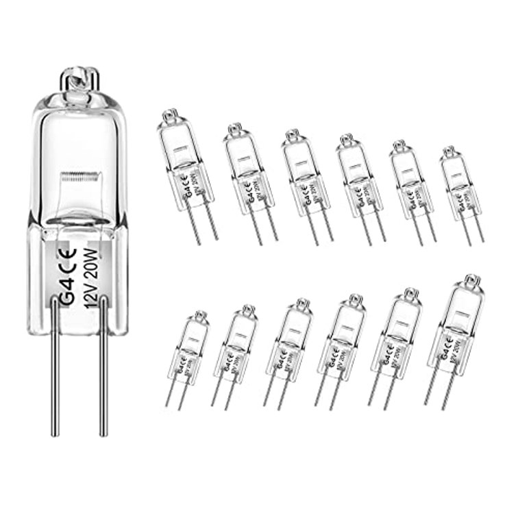 WeshLMPO G4 Bulb,12V 20W Halogen Light Bulbs 2 Pin,G4 Light Bulbs Replacement for Under Cabinet Puck Light,Chandeliers, Accent Lights, Track Lighting (12 Pack)