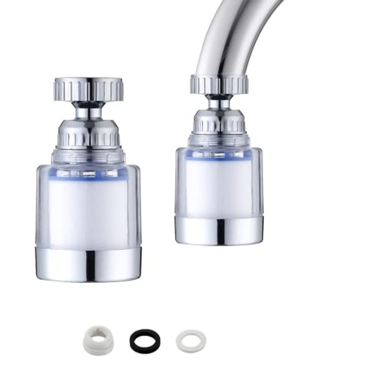 360-Degree Rotating Faucet Filter Sink Water Faucet Filter Water Purifier Faucet Filter Purifier for Kitchen and Bathroom,Removes Heavy Metals and Hard Water(Blue)