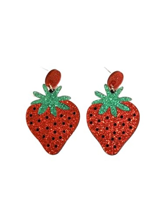 Cute Fruit Earrings Acrylic Cherry Strawberry Pineapple Watermelon Shiny Dangle Drop Earrings Summer Holiday Jewelry Gift