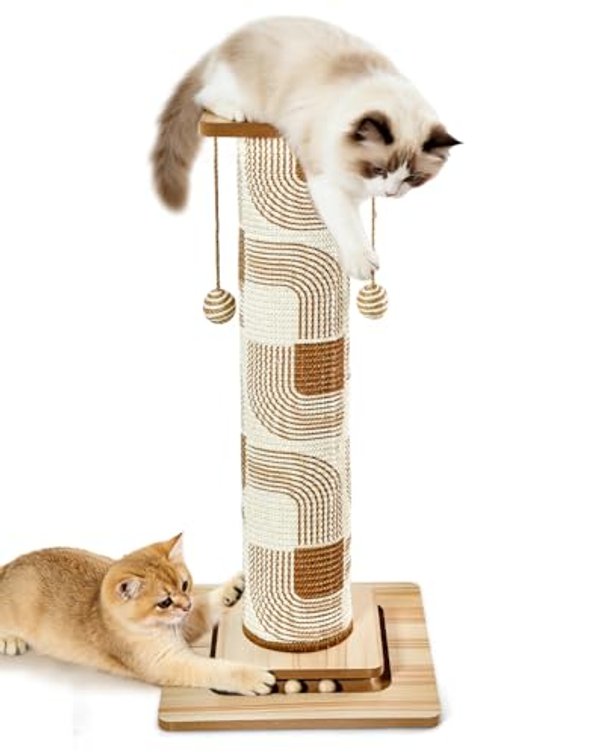 Odoland 31" Tall Large Cat Scratching Post with Replaceable Scratcher Pad