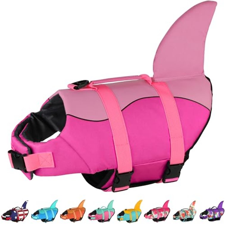 Dogcheer Dog Life Jacket, Cute Shark Dog Life Vest for Swimming Boating with Superior Buoyancy & Rescue Handle, Adjustable Puppy Floating Swim Vest for Small Medium Large Dogs - Pink, M