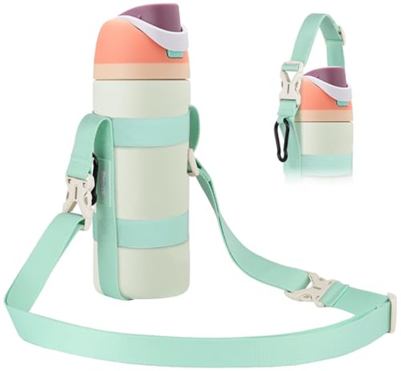 EasyAcc Water Bottle Holder Strap Sling, for Owala FreeSip 24 32 40 oz, Hydro Flask, Cirkul, Yeti, Stanley Flip, Universal Water Bottles, with Carabiner, for Walking Curise Travel (Bottle Excluded)